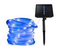 GQL Solar Powered LED Rope Lights Waterproof Lawn Garden Outdoor Patio Decking Strip Light (5m (50LEDs) + 2m Lead Cable, Blue)