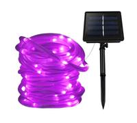 GQL Solar Powered LED Rope Lights Waterproof Lawn Garden Outdoor Patio Decking Strip Light (5m (50LEDs) + 2m Lead Cable, Purple)
