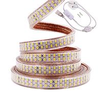 GQL Super Bright LED Strip with Switch, White (240LEDs/m) SMD 5730 Rope Light 220V Mains Powered, IP65 Waterproof for Indoor Decor Outside Decking - 2 Meter