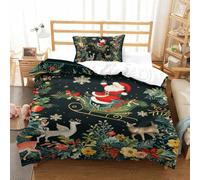 GQLIDDAOE 3D Printed Duvet Cover Set Santa Claus Microfiber Quilt with Zipper Closure Home Bedding Cover Sets ForAdults Kids Bedroom Guestroom Single（135x200cm）