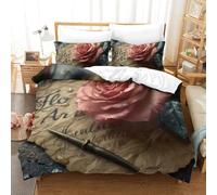 GQLIDDAOE 3D Printed Rose Duvet Cover with Pillowcases Bedding Set with Zipper 3pcs Soft Microfiber Quilt Cover Set King(220x240cm)