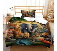 GQLIDDAOE Bedding Jungle Animals Set Duvet Cover Set Bedding Set for Kids Boys Girls 3D Printed Comforter Cover Quilt Microfiber Cover Bedroom Collection 2pcs Single（135x200cm）