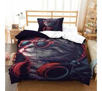 GQLIDDAOE Cat 3D Printed Duvet Cover Set 2 Pieces Bedding Soft Microfiber with Zipper Closure，Pillowcases for Teens And Adults Single（135x200cm）