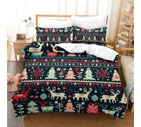 GQLIDDAOE Christmas 3D Printed Quilt Cover 3 Pieces Bedspread Soft Microfiber with Zipper Closure，Pillowcases for Teens And Adults Double（200x200cm）