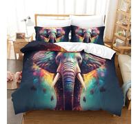 GQLIDDAOE Elephant 3D Printed Quilt Cover 3 Pieces Bedroom Bed Bedding Set Soft Easy Care with Zipper Closure，Pillowcases for Teens And Adults Super King（260x220cm）