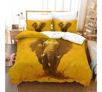 GQLIDDAOE Elephants 3D Printed Quilt Cover 3 Pieces Bedspread Soft Easy Care with Zipper Closure,Pillowcases for Kids Girls Boys Adults Bedroom Double(200x200cm)