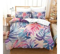 GQLIDDAOE Leaves 3D Printed Duvet Cover Set 3 Pieces Bedspread Soft Microfiber with Zipper Closure，Pillowcases for Teens And Adults King（220x240cm）