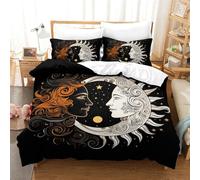 GQLIDDAOE Moon And Sun 3D Printed Duvet Cover Set 3 Pieces Bed Duvet Set Soft Easy Care with Zipper Closure，Pillowcases for Kids Girls Boys Adults Bedroom Double（200x200cm）