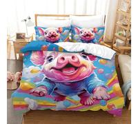 GQLIDDAOE Pig 3D Printed Duvet Cover Set 3 Pieces Bedspread Soft Easy Care with Zipper Closure，Pillowcases for Kids Girls Boys Adults Bedroom King（220x240cm）
