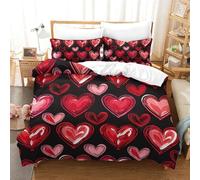 GQLIDDAOE Red Heart 3D Printed Duvet Cover Set 3 Pieces Bedding Soft Microfiber with Zipper Closure,Pillowcases for Kids Girls Boys Adults Bedroom Double(200x200cm)