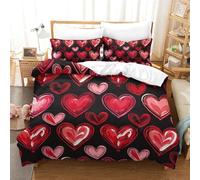 GQLIDDAOE Red Heart 3D Printed Quilt Cover 3 Pieces Bedroom Bed Bedding Set Soft Microfiber with Zipper Closure,Pillowcases for Teens And Adults King(220x240cm)