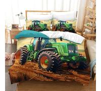 GQLIDDAOE Tractor 3D Printed Duvet Cover Set 3 Pieces Bedding Set Soft Microfiber with Zipper Closure，Pillowcases for Kids Girls Boys Adults Bedroom Double（200x200cm）