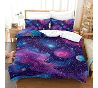 GQLIDDAOE Universe 3D Printed Quilt Cover 3 Pieces Bedroom Bed Bedding Set Soft Easy Care with Zipper Closure，Pillowcases for Kids Girls Boys Adults Bedroom Single（140x200cm）