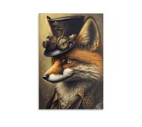 GQmoney Steampunk Fox Vintage Travel Posters Landscape 12x18inch(30x45cm) Canvas Wall Art Print Painting for Wall Decor Living Room Bedroom