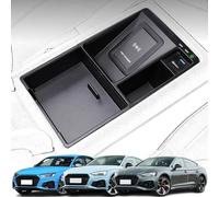 GQQSXZNTD 2024 New Version Car Wireless Charger for Audi A4/S4/S5/RS4/A4L/A5/RS5 2017-2024 All Models, 15W Fast Charging Phone Charger Tray with 27W USB Port Qi Phone Wireless Charger, Black