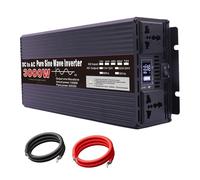 GQQSXZNTD 3000 Watt Industrial Pure Sine Wave Inverter, DC 12V 24V 48V 60V 72V to 120V 230V AC, Car Power Converter with AC 2 Outlets for Electronic Equipment & Backup Power(Size:24v to 110v)