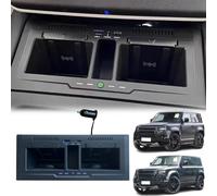 GQQSXZNTD Car Dual Wireless Charger for Land Rover Defender 90/110/130 (2020-2024) Cigarette Lighter Accessories, 15W Dual Wireless & 27W Type-C/USB Fast Charging Tray for i-Phone Sam-sung
