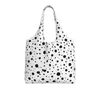 GQSZCYHLKL Black And White Dot Stylish Canvas Tote Bags Large Capacity 100% Polyester Tote Bag For Shopping, Travel, And Daily Use Durable 12oz Canvas With All Over Print Design