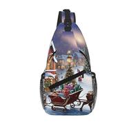 GQSZCYHLKL Christmas Village Print Men'S Casual Chest Crossbody Bag With Multi-Pocket Design â€“ Lightweight & Spacious Front Bag For Travel, Work & Daily Use