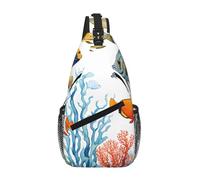 GQSZCYHLKL Color Fish In The Sea Print Men'S Casual Chest Crossbody Bag With Multi-Pocket Design â€“ Lightweight & Spacious Front Bag For Travel, Work & Daily Use