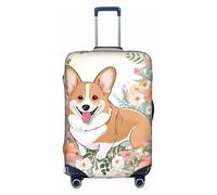 GQSZCYHLKL Corgi Floral Flowers Suitcase Cover Stylish Protective Travel Bag Cover with Dual Sided Print, Elastic Design for Secure Fit and Scratch Protection