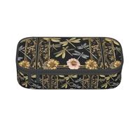 GQSZCYHLKL Dragonflies Grey Pencil Case Durable Oxford Cloth Stationery Organizer with Full Print Design, Multi Compartment Storage for School, Office Travel