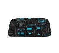 GQSZCYHLKL Game Video Gaming Pattern Stylish Pencil Bag Durable Crosshatch Leather Pen Case with Full Print Design, Multi Purpose Storage for School, Office Travel