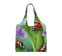 GQSZCYHLKL Ladybug Stylish Canvas Tote Bags Large Capacity 100% Polyester Tote Bag For Shopping, Travel, And Daily Use Durable 12oz Canvas With All Over Print Design