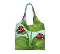 GQSZCYHLKL Ladybug Stylish Canvas Tote Bags Large Capacity 100% Polyester Tote Bag For Shopping, Travel, And Daily Use Durable 12oz Canvas With All Over Print Design