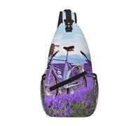 GQSZCYHLKL Lavender Field Retro Bike Agriculture Print Men'S Casual Chest Crossbody Bag With Multi-Pocket Design â€“ Lightweight & Spacious Front Bag For Travel, Work & Daily Use