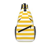 GQSZCYHLKL Lemon Zest Yellow Stripes Pattern Print Men'S Casual Chest Crossbody Bag With Multi-Pocket Design – Lightweight & Spacious Front Bag For Travel, Work & Daily Use