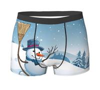GQSZCYHLKL Merry Christmas And Snow Men'S Boxer Briefs Full Print Dual Sided Design Men’s Underwear With Soft Stretch Fabric3d Spacer Cabin Cut For All Day Comfort Black