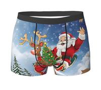 GQSZCYHLKL Merry Christmas Printed Men'S Boxer Briefs Full Print Dual Sided Design Men’s Underwear With Soft Stretch Fabric3d Spacer Cabin Cut For All Day Comfort Black