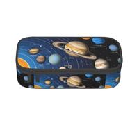GQSZCYHLKL Outer Space Solar System Pencil Case Durable Oxford Cloth Stationery Organizer with Full Print Design, Multi Compartment Storage for School, Office Travel