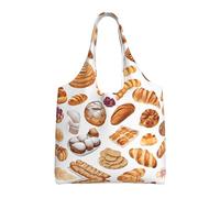 GQSZCYHLKL Painted Bread Stylish Canvas Tote Bags Large Capacity 100% Polyester Tote Bag For Shopping, Travel, And Daily Use Durable 12oz Canvas With All Over Print Design