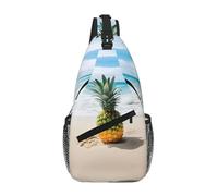 GQSZCYHLKL Pineapple By The Sea Print Men'S Casual Chest Crossbody Bag With Multi-Pocket Design â€“ Lightweight & Spacious Front Bag For Travel, Work & Daily Use