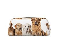 GQSZCYHLKL Pomeranians Pattern Stylish Pencil Bag Durable Crosshatch Leather Pen Case with Full Print Design, Multi Purpose Storage for School, Office Travel