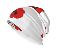 GQSZCYHLKL Poppy Flowers Adult Knit Hat Soft Breathable All Over Print Beanie for Everyday Wear, Double Layer Warmth, Unisex Fit for Outdoor, Travel Casual Use Black