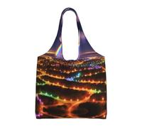 GQSZCYHLKL Rainbows And Lights Stylish Canvas Tote Bags Large Capacity 100% Polyester Tote Bag For Shopping, Travel, And Daily Use Durable 12oz Canvas With All Over Print Design