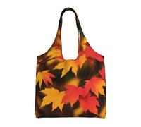 GQSZCYHLKL Red Maple Leaves Stylish Canvas Tote Bags Large Capacity 100% Polyester Tote Bag For Shopping, Travel, And Daily Use Durable 12oz Canvas With All Over Print Design