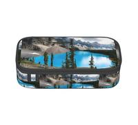 GQSZCYHLKL Rocky Mountains Pencil Case Durable Oxford Cloth Stationery Organizer with Full Print Design, Multi Compartment Storage for School, Office Travel