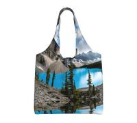 GQSZCYHLKL Rocky Mountains Stylish Canvas Tote Bags Large Capacity 100% Polyester Tote Bag For Shopping, Travel, And Daily Use Durable 12oz Canvas With All Over Print Design