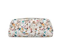 GQSZCYHLKL Rose Gold Marble Design Background Stylish Pencil Bag Durable Crosshatch Leather Pen Case with Full Print Design, Multi Purpose Storage for School, Office Travel