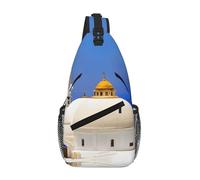 GQSZCYHLKL Santorini Greek Island Sea View Print Men'S Casual Chest Crossbody Bag With Multi-Pocket Design – Lightweight & Spacious Front Bag For Travel, Work & Daily Use
