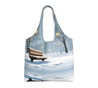 GQSZCYHLKL Snow Falling In The Park Stylish Canvas Tote Bags Large Capacity 100% Polyester Tote Bag For Shopping, Travel, And Daily Use Durable 12oz Canvas With All Over Print Design
