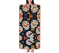 GQSZCYHLKL Sugar Skullsprint Coral Velvet Bath Towel Ultra Soft & Absorbent Velvet Towel For Home, Travel, Beach & Pool Lightweight Plush Towel With Cloud-Like Comfort