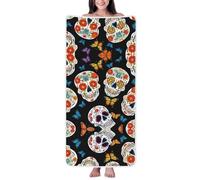 GQSZCYHLKL Sugar Skullsprint Coral Velvet Bath Towel Ultra Soft & Absorbent Velvet Towel For Home, Travel, Beach & Pool Lightweight Plush Towel With Cloud-Like Comfort