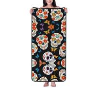 GQSZCYHLKL Sugar Skullsprint Coral Velvet Bath Towel Ultra Soft & Absorbent Velvet Towel For Home, Travel, Beach & Pool Lightweight Plush Towel With Cloud-Like Comfort