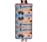 GQSZCYHLKL Sunrise Tropical Palm Tree Islandprint Coral Velvet Bath Towel Ultra Soft & Absorbent Velvet Towel For Home, Travel, Beach & Pool Lightweight Plush Towel With Cloud-Like Comfort