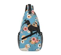 GQSZCYHLKL Sweet Basset Hound Florals Print Men'S Casual Chest Crossbody Bag With Multi-Pocket Design – Lightweight & Spacious Front Bag For Travel, Work & Daily Use